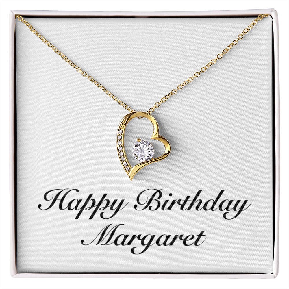 Happy Birthday Margaret - 18k Yellow Gold Finish Forever Love Necklace