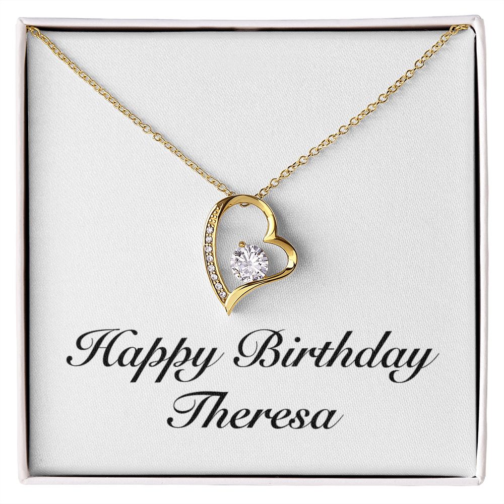 Happy Birthday Theresa - 18k Yellow Gold Finish Forever Love Necklace