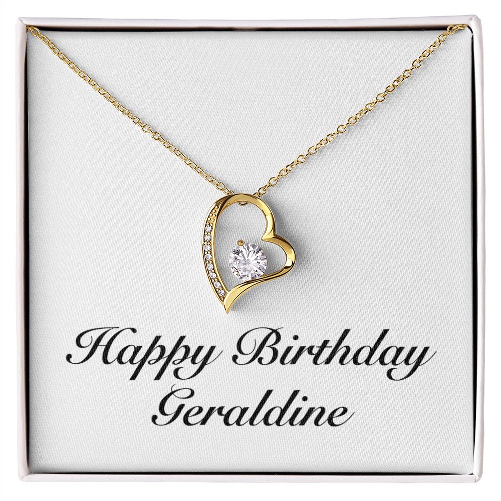 Happy Birthday Geraldine - 18k Yellow Gold Finish Forever Love Necklace