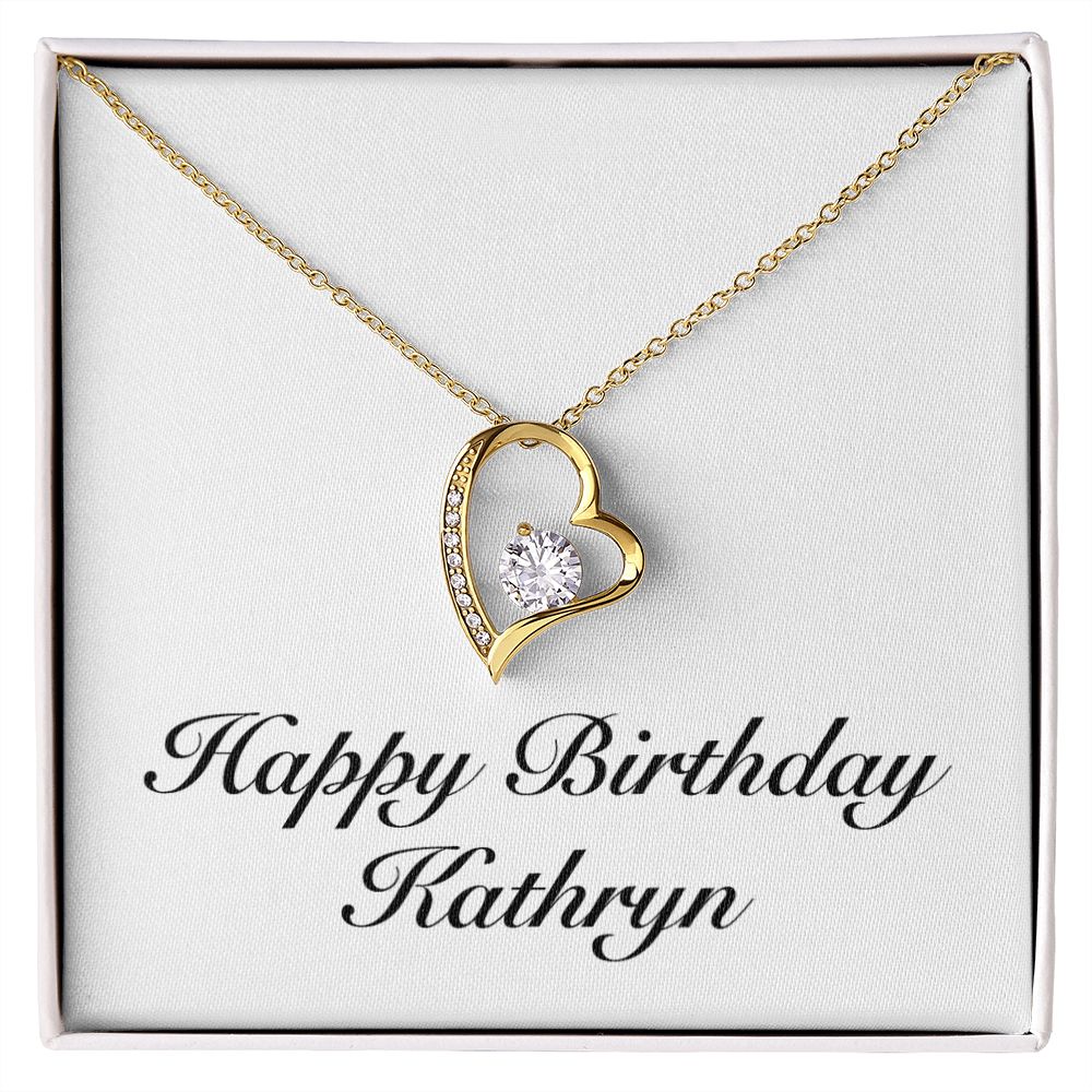 Happy Birthday Kathryn - 18k Yellow Gold Finish Forever Love Necklace