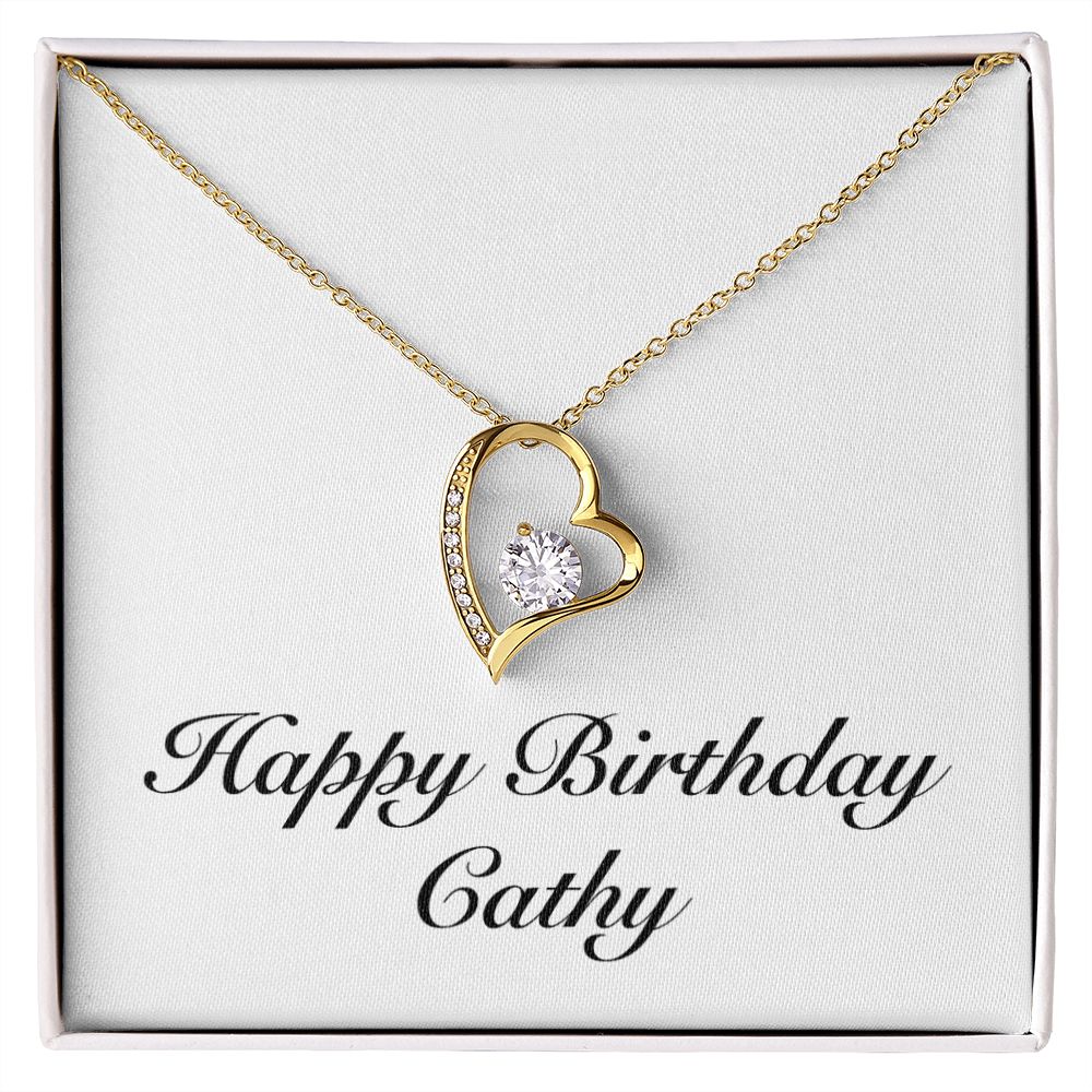 Happy Birthday Cathy - 18k Yellow Gold Finish Forever Love Necklace