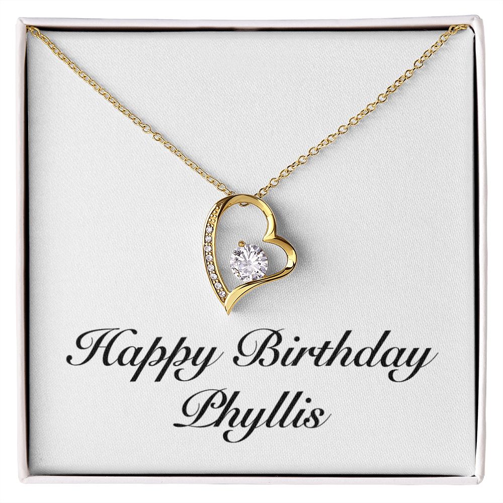 Happy Birthday Phyllis - 18k Yellow Gold Finish Forever Love Necklace