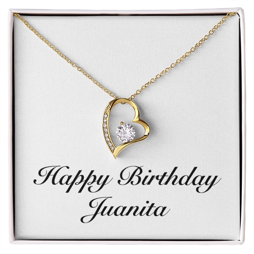 Happy Birthday Juanita - 18k Yellow Gold Finish Forever Love Necklace