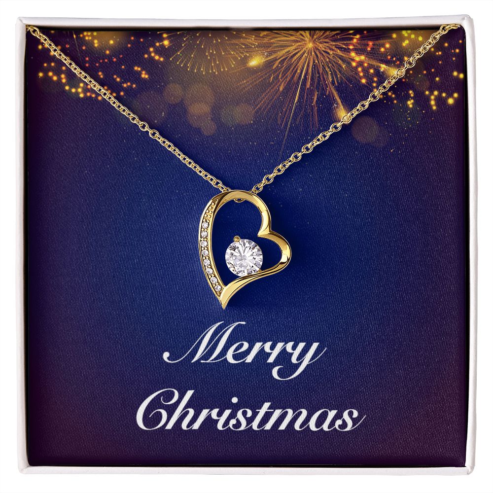 Merry Christmas v07 - 18k Yellow Gold Finish Forever Love Necklace