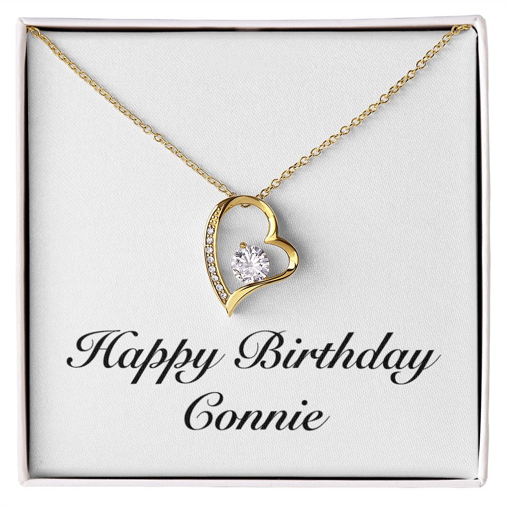 Happy Birthday Connie - 18k Yellow Gold Finish Forever Love Necklace