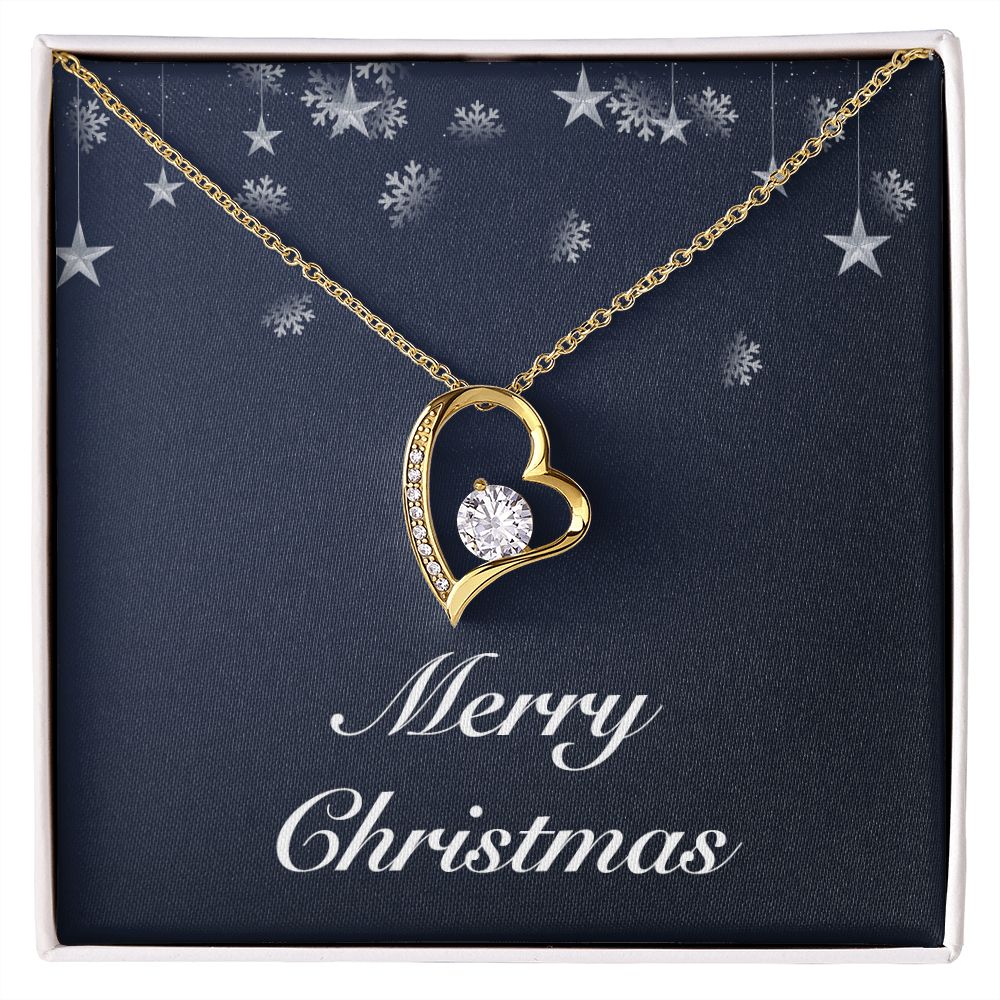 Merry Christmas v04 - 18k Yellow Gold Finish Forever Love Necklace