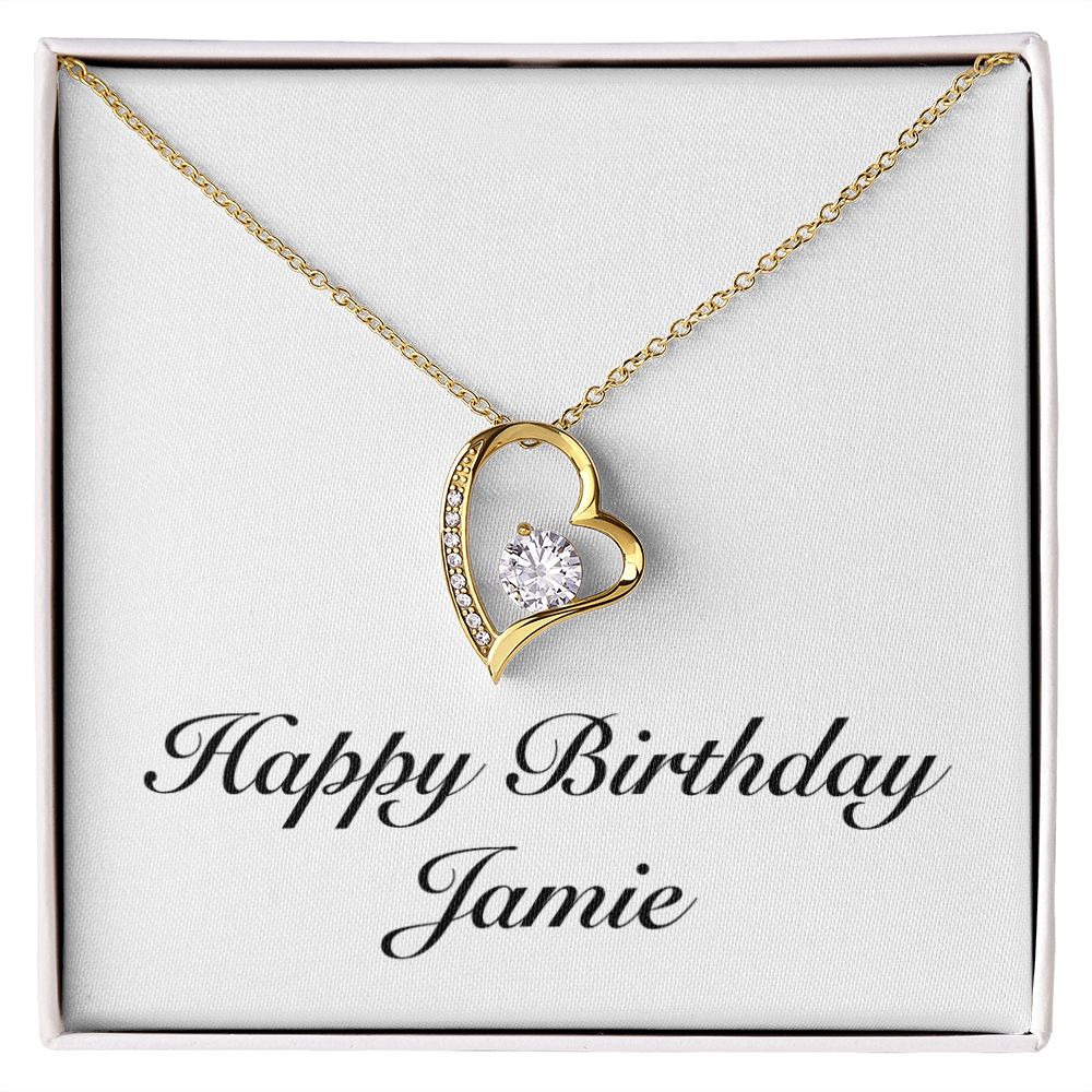 Happy Birthday Jamie - 18k Yellow Gold Finish Forever Love Necklace