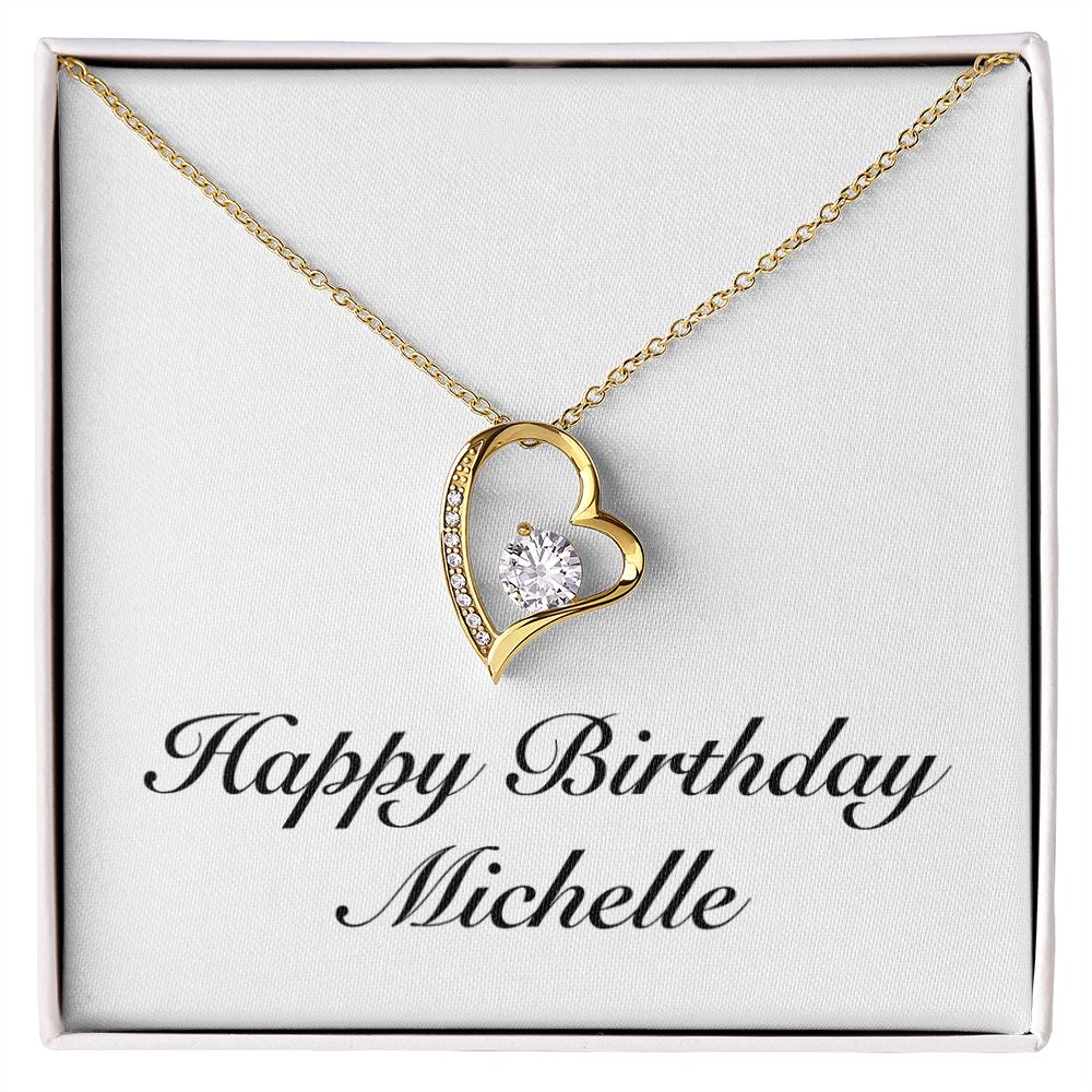 Happy Birthday Michelle - 18k Yellow Gold Finish Forever Love Necklace