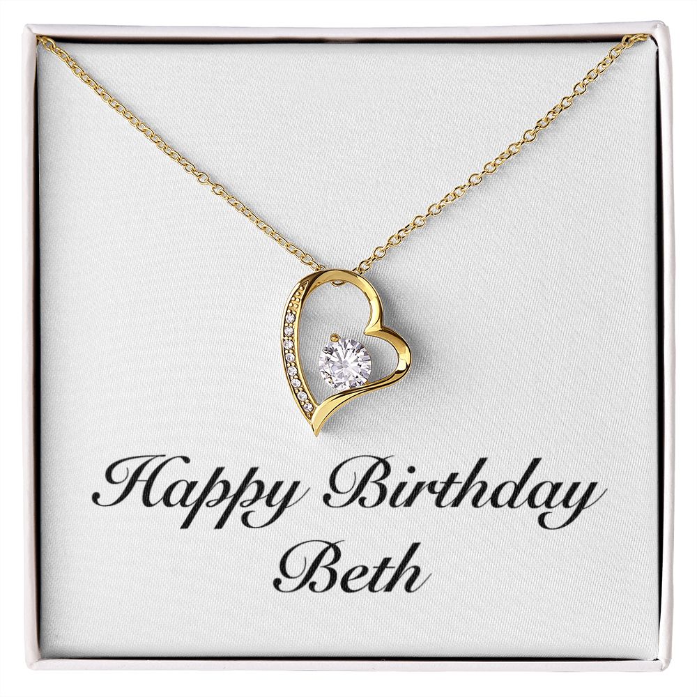 Happy Birthday Beth - 18k Yellow Gold Finish Forever Love Necklace