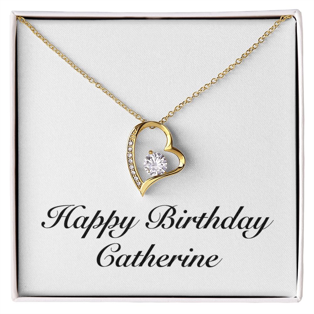 Happy Birthday Catherine - 18k Yellow Gold Finish Forever Love Necklace