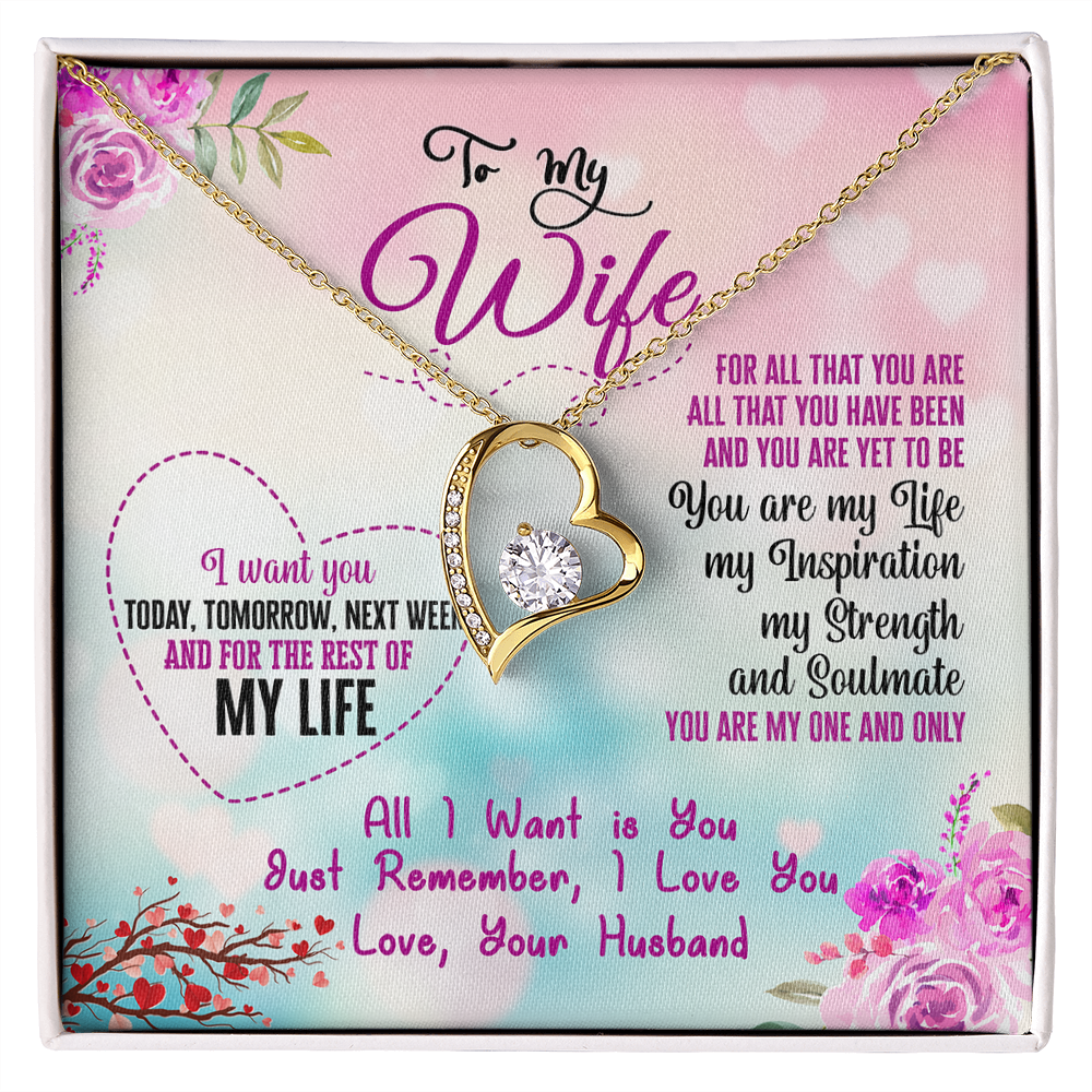 015 To My Wife - 18k Yellow Gold Finish Forever Love Necklace