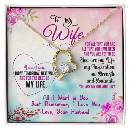 015 To My Wife - 18k Yellow Gold Finish Forever Love Necklace