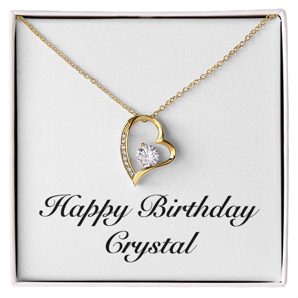 Happy Birthday Crystal - 18k Yellow Gold Finish Forever Love Necklace