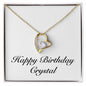 Happy Birthday Crystal - 18k Yellow Gold Finish Forever Love Necklace