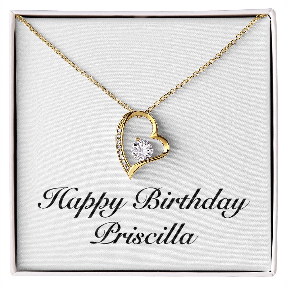 Happy Birthday Priscilla - 18k Yellow Gold Finish Forever Love Necklace