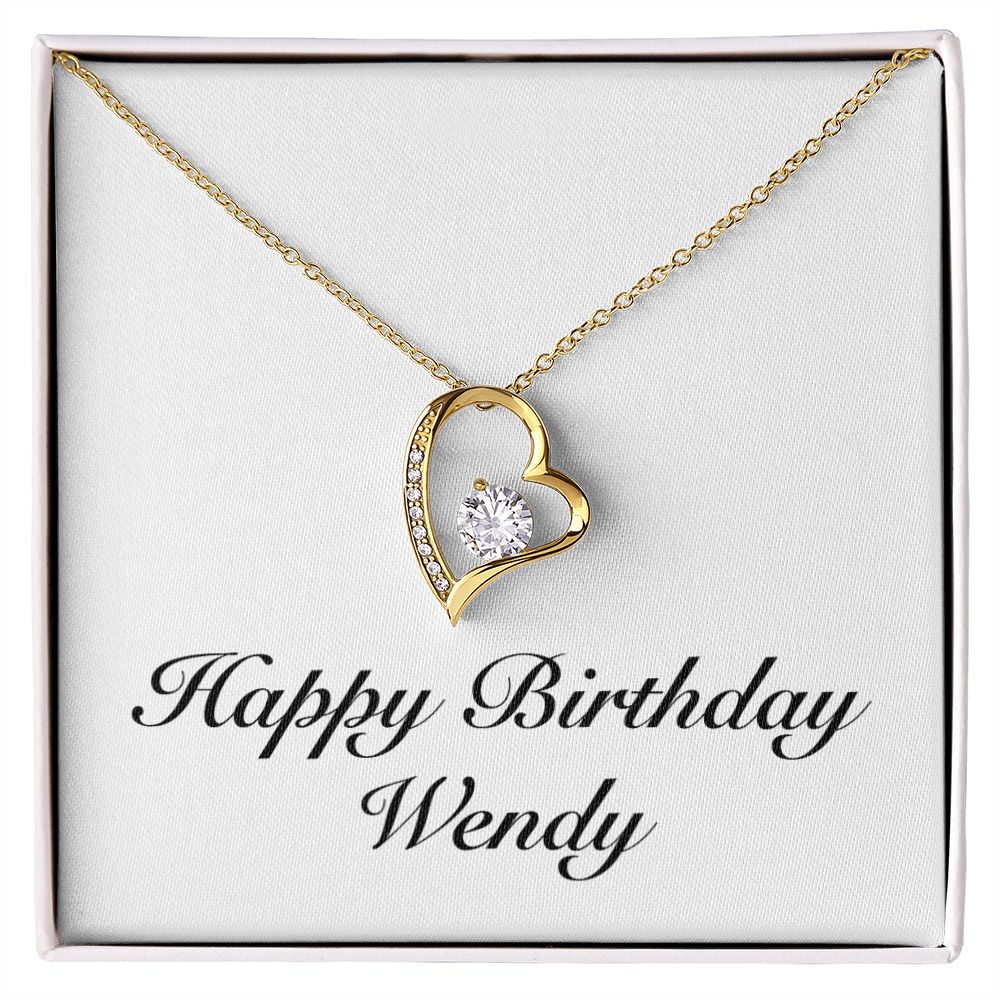 Happy Birthday Wendy - 18k Yellow Gold Finish Forever Love Necklace