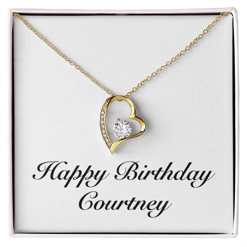 Happy Birthday Courtney - 18k Yellow Gold Finish Forever Love Necklace