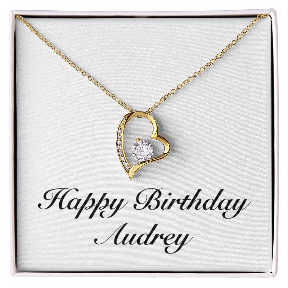 Happy Birthday Audrey - 18k Yellow Gold Finish Forever Love Necklace