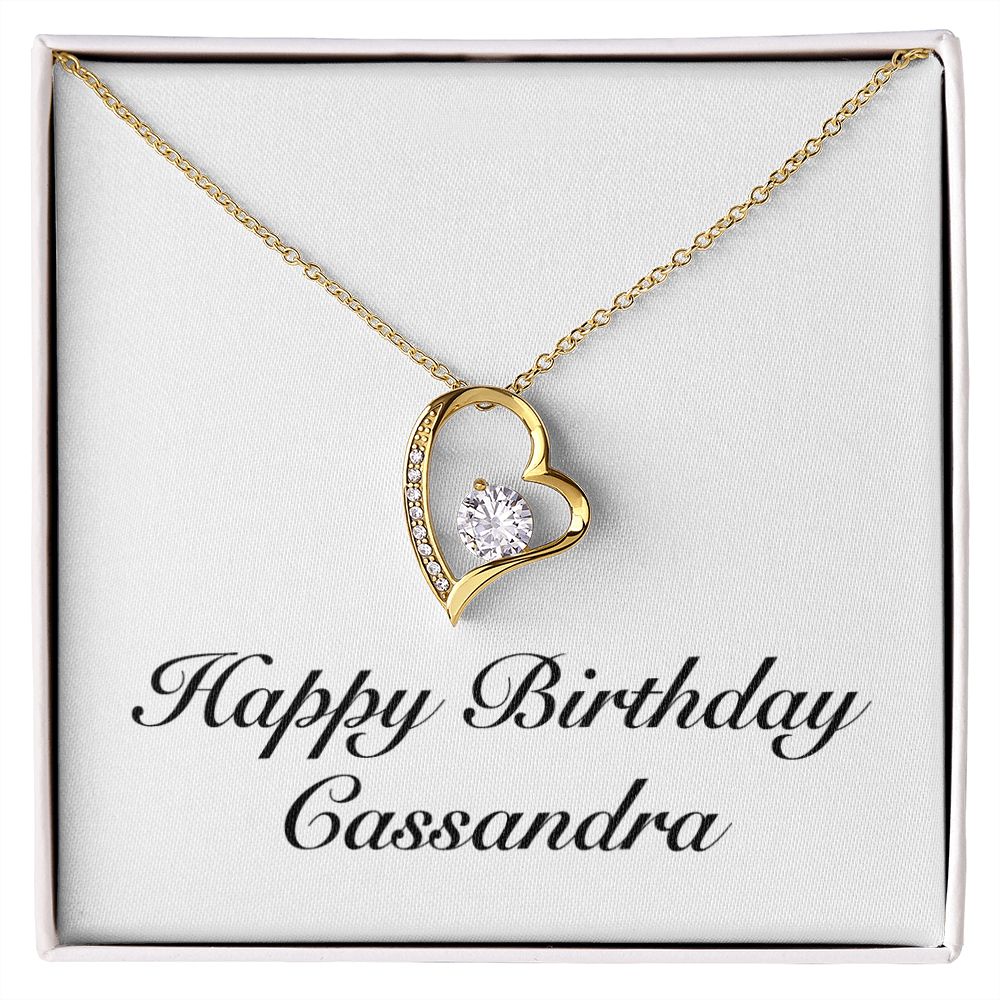 Happy Birthday Cassandra - 18k Yellow Gold Finish Forever Love Necklace