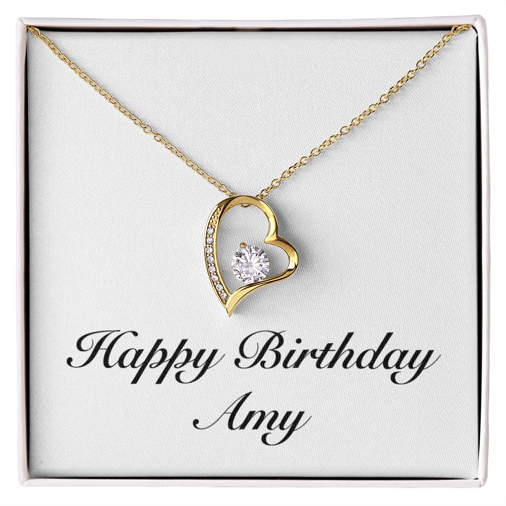Happy Birthday Amy - 18k Yellow Gold Finish Forever Love Necklace