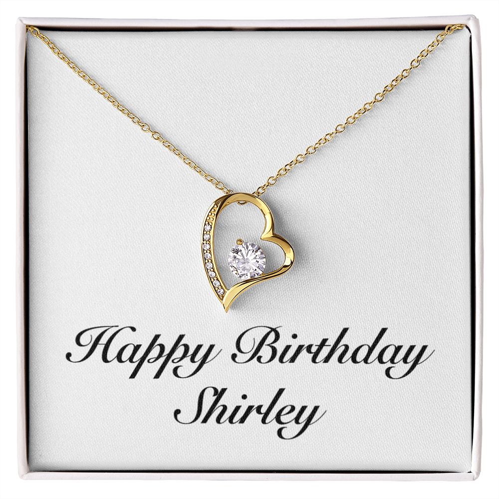 Happy Birthday Shirley - 18k Yellow Gold Finish Forever Love Necklace