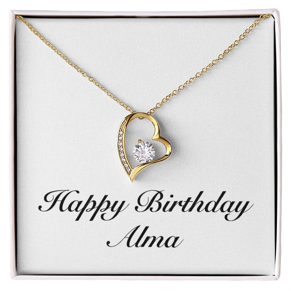 Happy Birthday Alma - 18k Yellow Gold Finish Forever Love Necklace