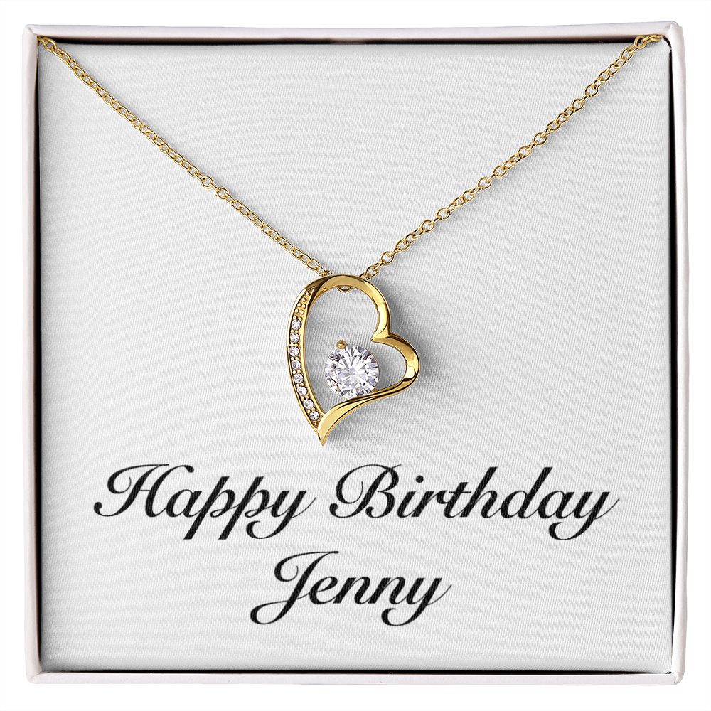Happy Birthday Jenny - 18k Yellow Gold Finish Forever Love Necklace