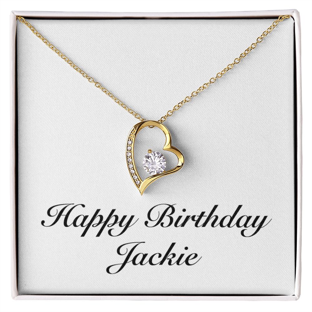 Happy Birthday Jackie - 18k Yellow Gold Finish Forever Love Necklace