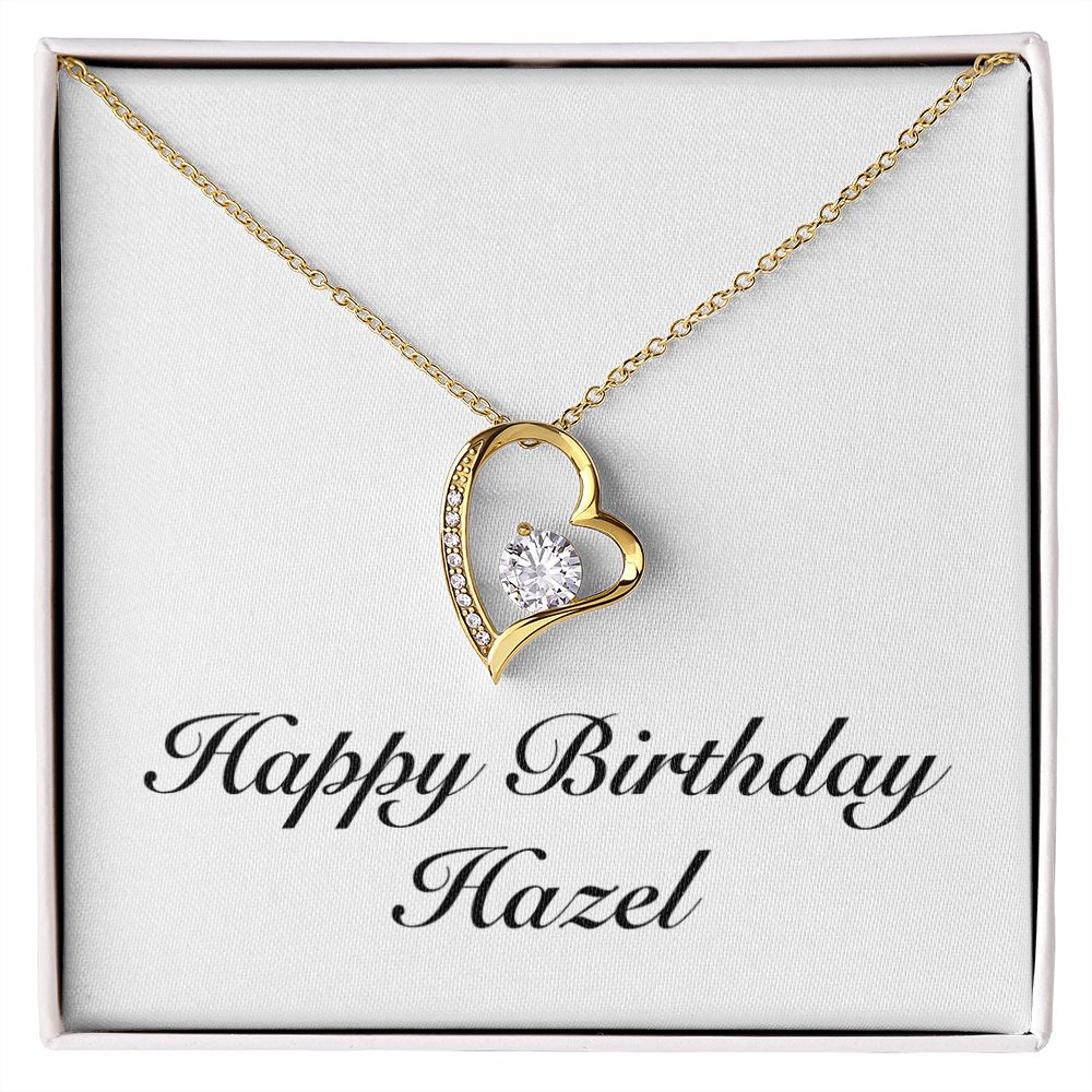 Happy Birthday Hazel - 18k Yellow Gold Finish Forever Love Necklace