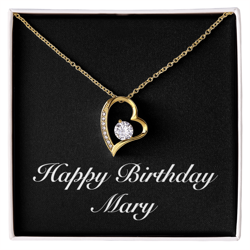 Happy Birthday Mary v2 - 18k Yellow Gold Finish Forever Love Necklace