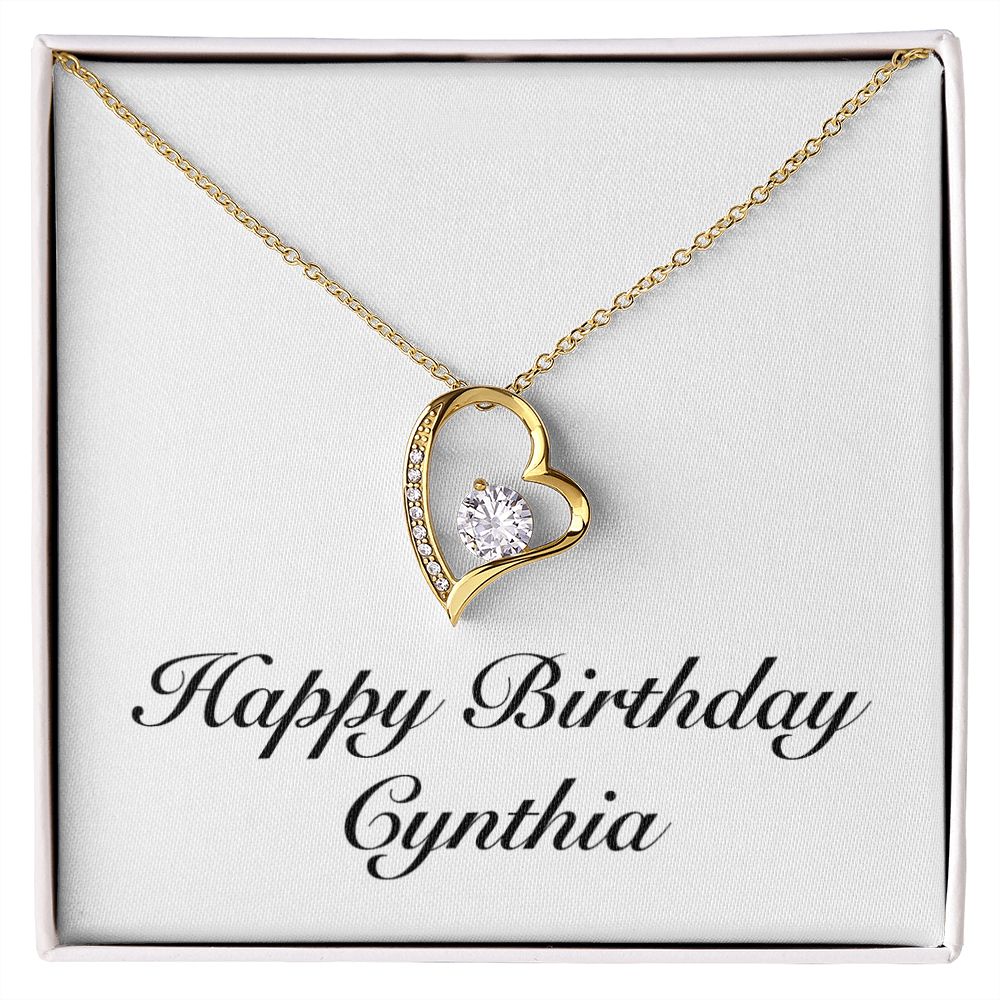 Happy Birthday Cynthia - 18k Yellow Gold Finish Forever Love Necklace