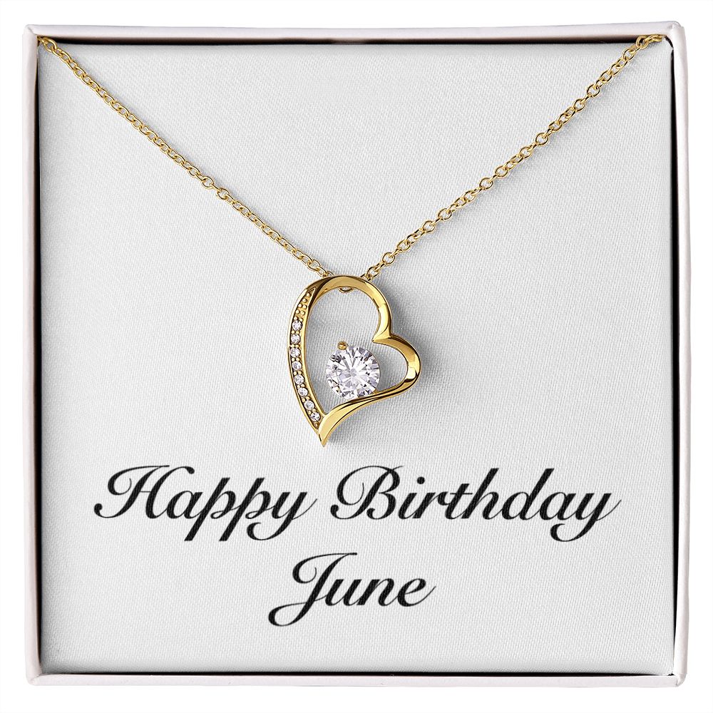 Happy Birthday June - 18k Yellow Gold Finish Forever Love Necklace