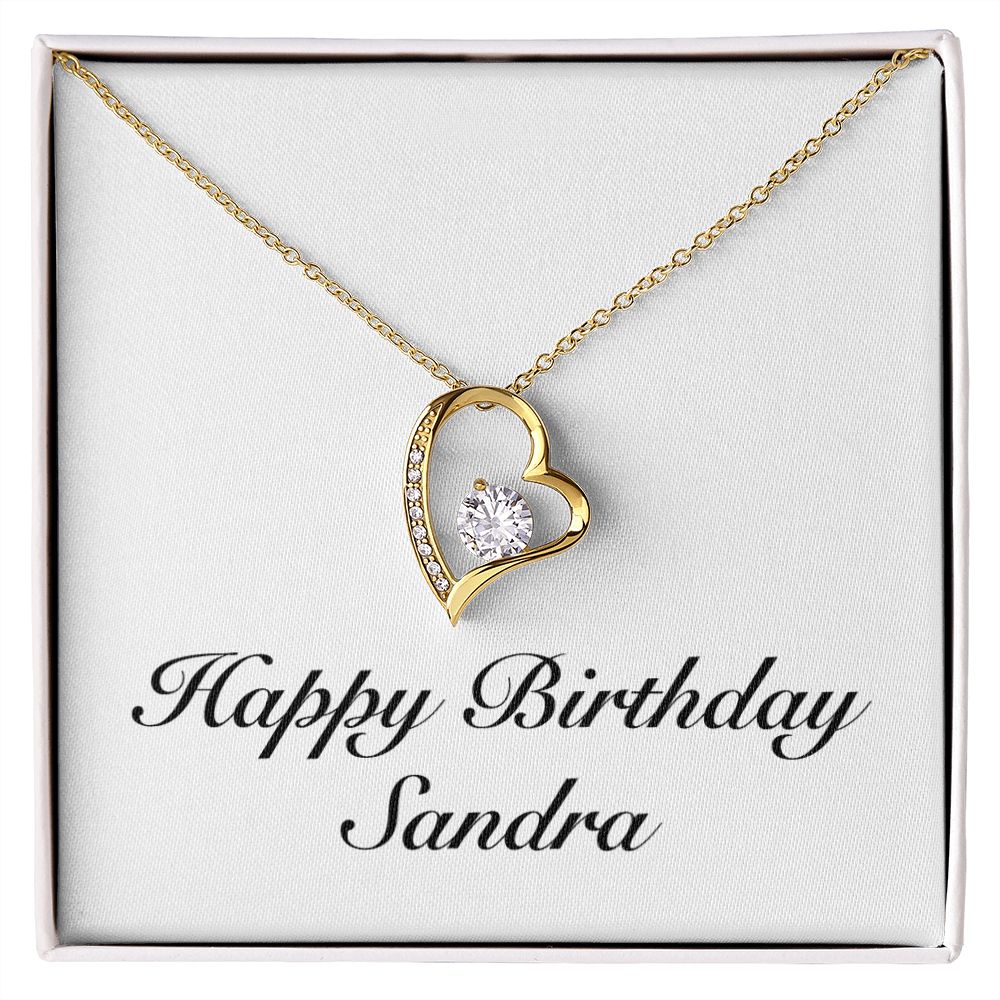 Happy Birthday Sandra - 18k Yellow Gold Finish Forever Love Necklace