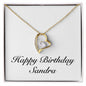 Happy Birthday Sandra - 18k Yellow Gold Finish Forever Love Necklace