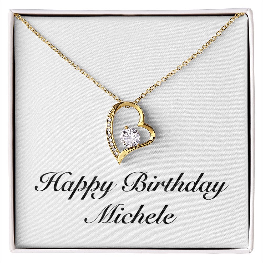 Happy Birthday Michele - 18k Yellow Gold Finish Forever Love Necklace