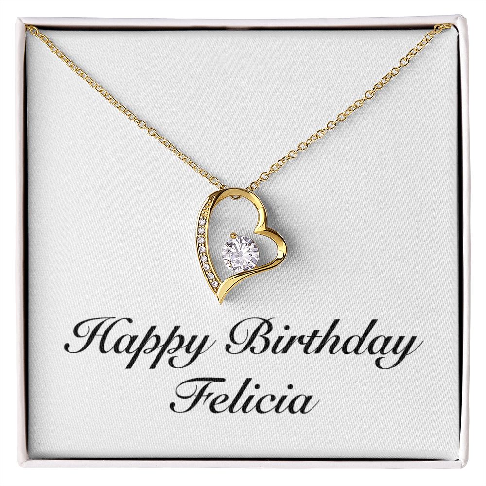 Happy Birthday Felicia - 18k Yellow Gold Finish Forever Love Necklace