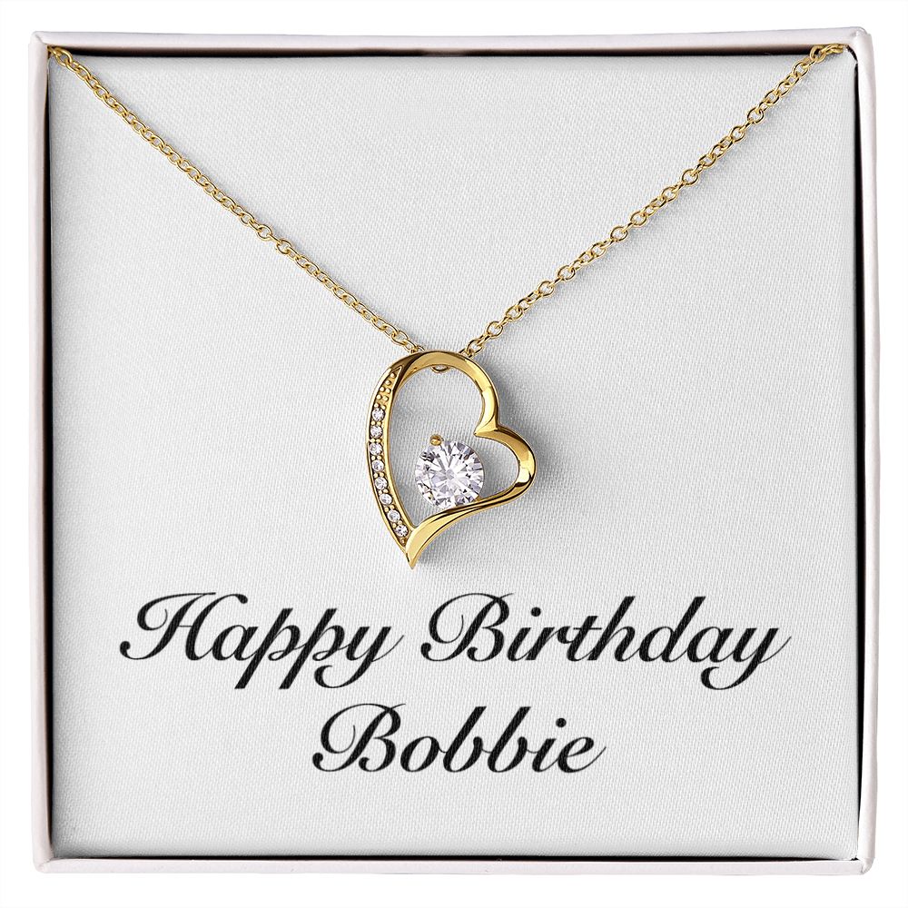 Happy Birthday Bobbie - 18k Yellow Gold Finish Forever Love Necklace