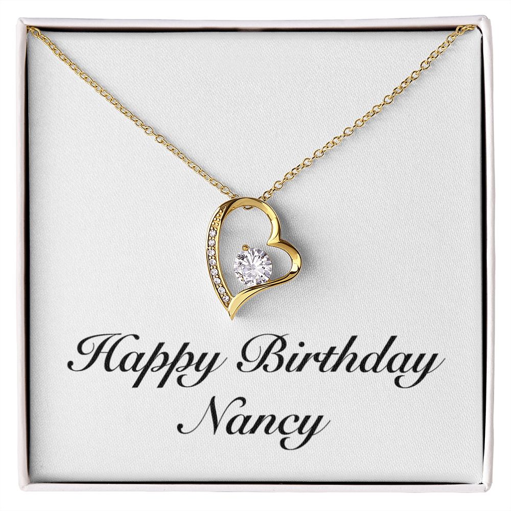 Happy Birthday Nancy - 18k Yellow Gold Finish Forever Love Necklace
