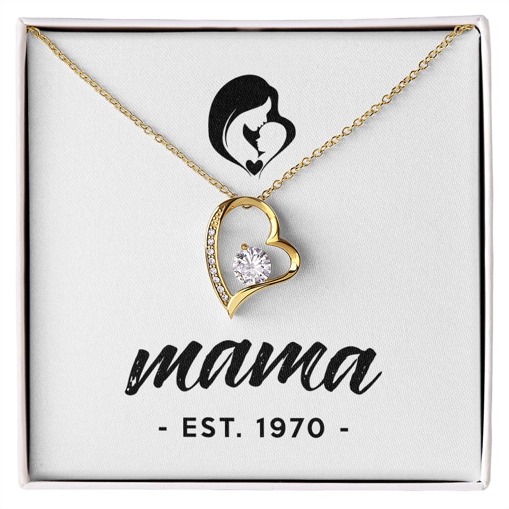 Mama, Est. 1970 - 18k Yellow Gold Finish Forever Love Necklace