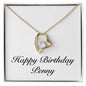 Happy Birthday Penny - 18k Yellow Gold Finish Forever Love Necklace