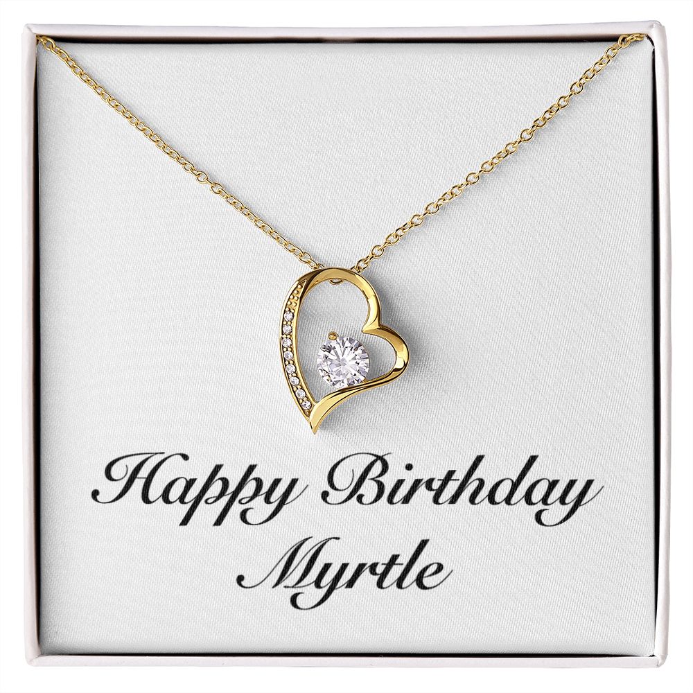 Happy Birthday Myrtle - 18k Yellow Gold Finish Forever Love Necklace
