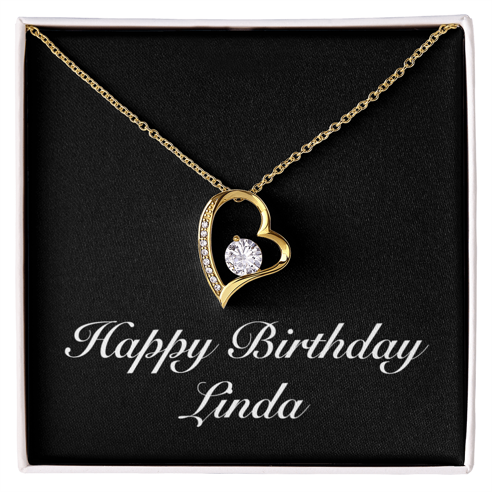 Happy Birthday Linda v2 - 18k Yellow Gold Finish Forever Love Necklace