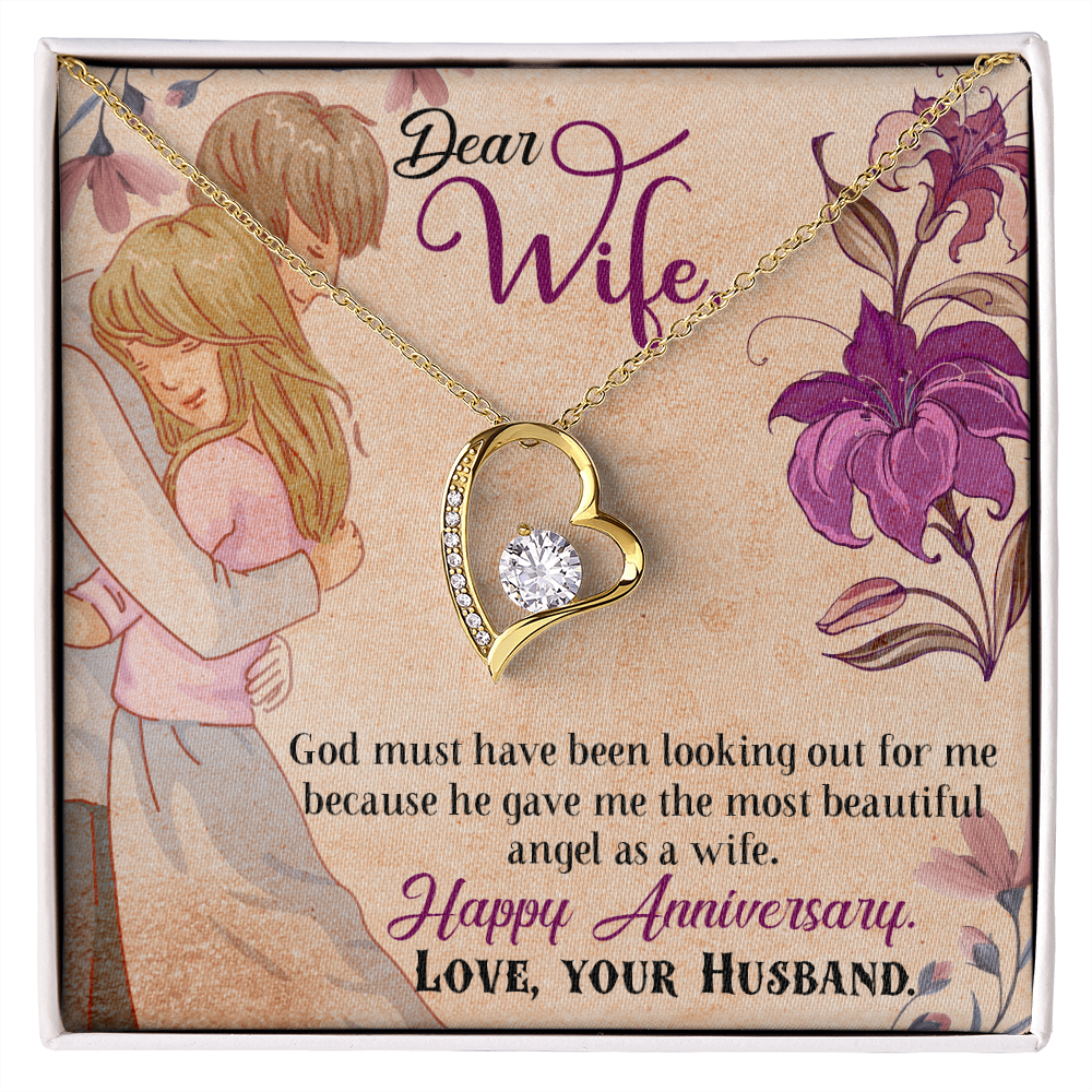 018 Dear Wife, Happy Anniversary - 18k Yellow Gold Finish Forever Love Necklace