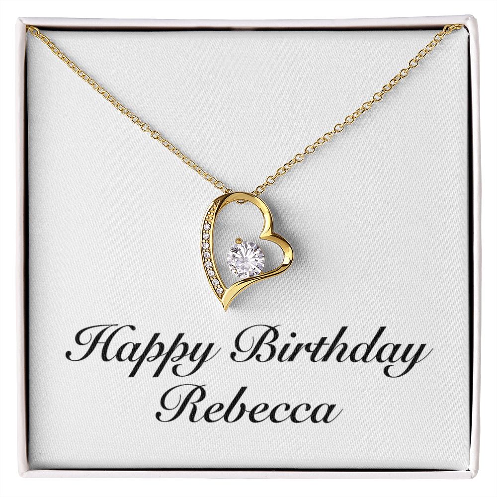 Happy Birthday Rebecca - 18k Yellow Gold Finish Forever Love Necklace