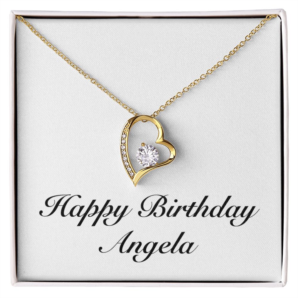 Happy Birthday Angela - 18k Yellow Gold Finish Forever Love Necklace