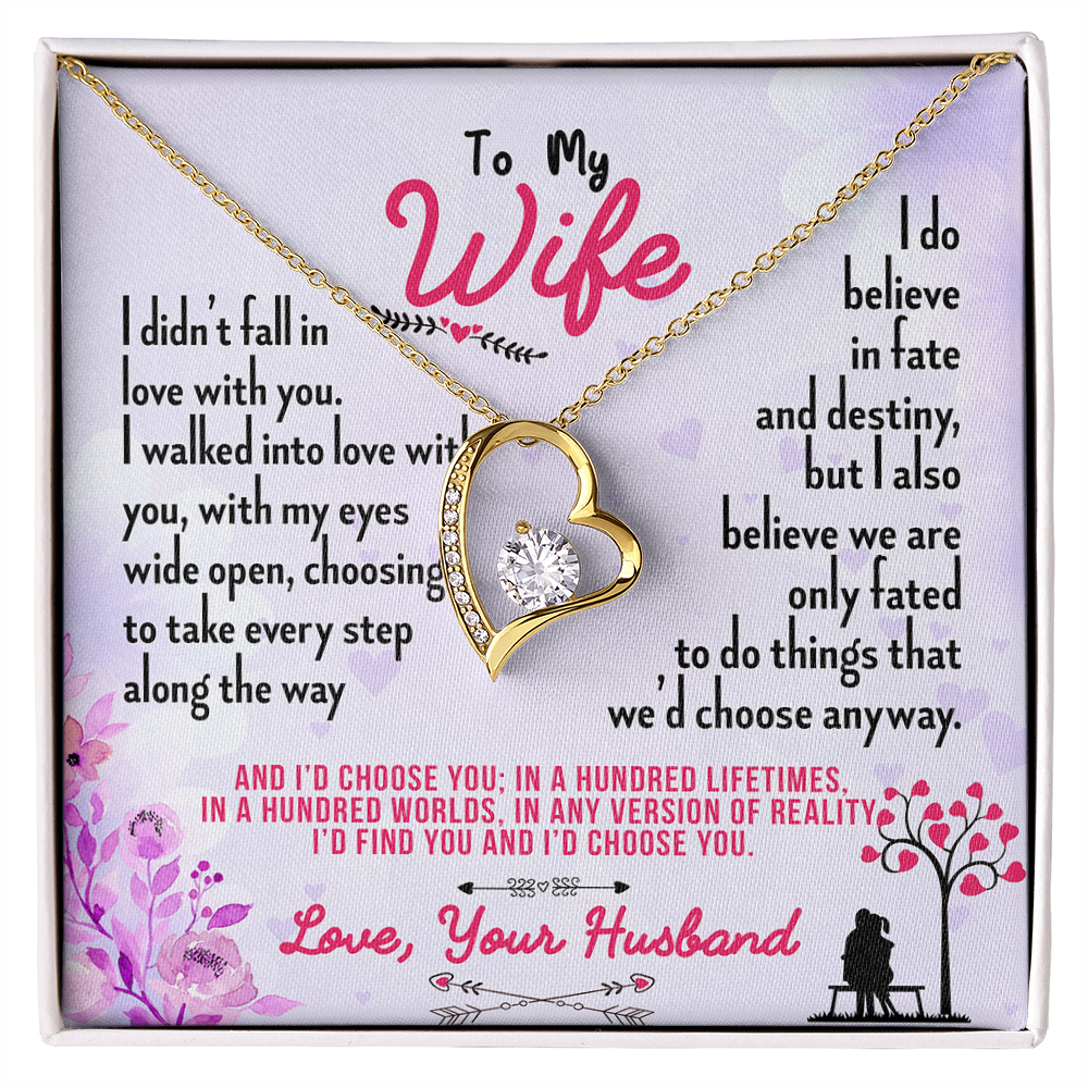 016 To My Wife - 18k Yellow Gold Finish Forever Love Necklace