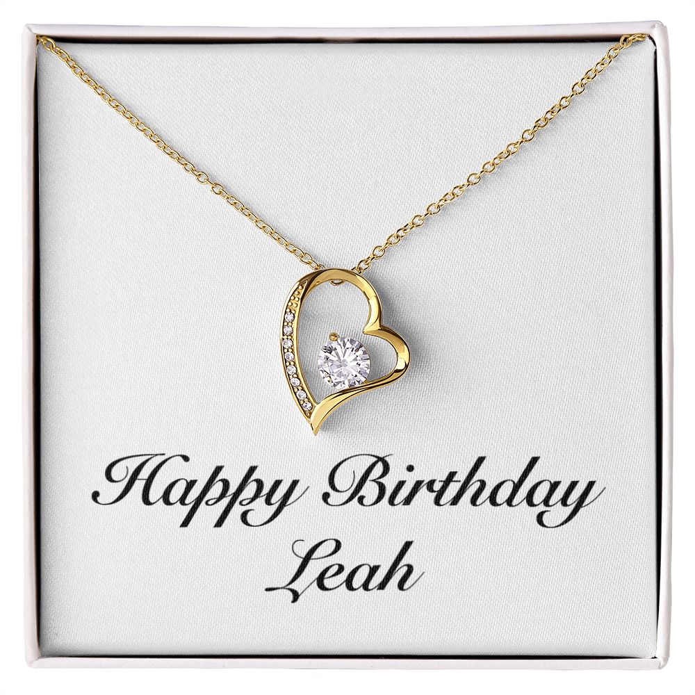 Happy Birthday Leah - 18k Yellow Gold Finish Forever Love Necklace