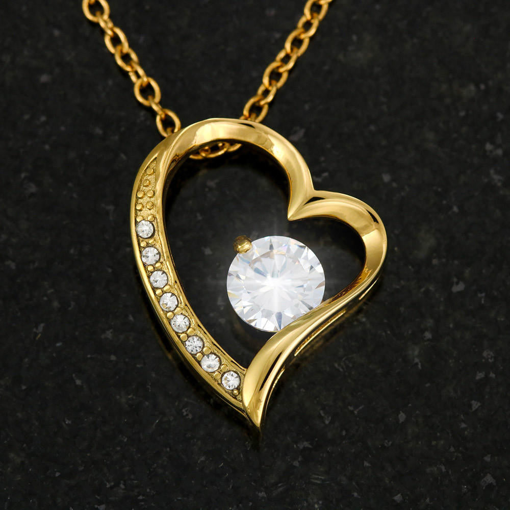 012 To My Lovely Wife - 18k Yellow Gold Finish Forever Love Necklace With Mahogany Style Luxury Box