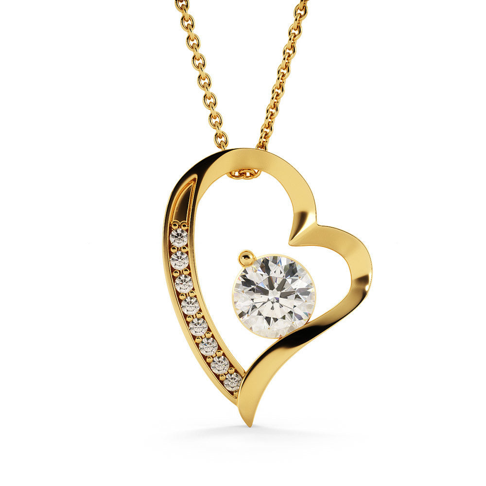 018 Dear Wife, Happy Anniversary - 18k Yellow Gold Finish Forever Love Necklace With Mahogany Style Luxury Box