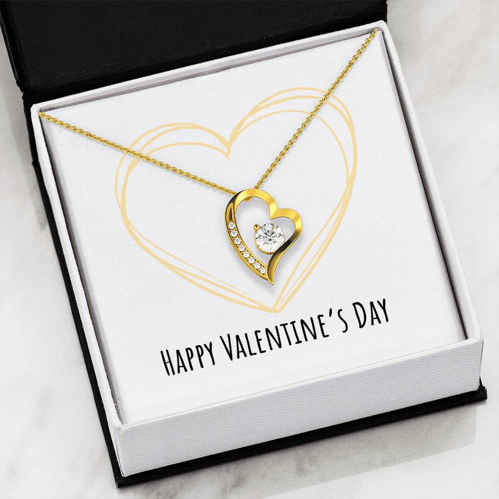 Happy Valentine's Day - Golden Heart - Forever Love Heart Necklace